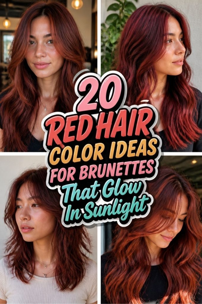 20 RED HAIR COLOR IDEAS FOR BRUNETTES That Glow In Sunlight!