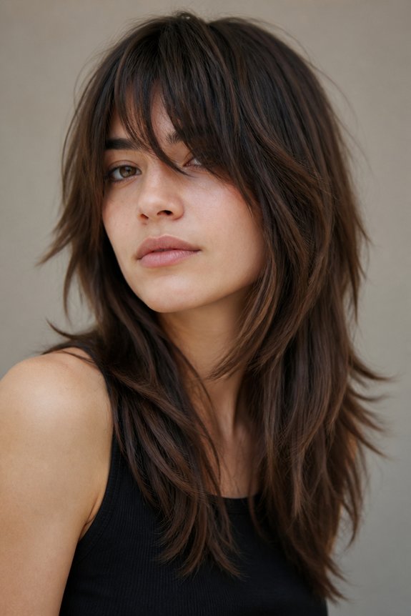 asymmetrical bangs with layers