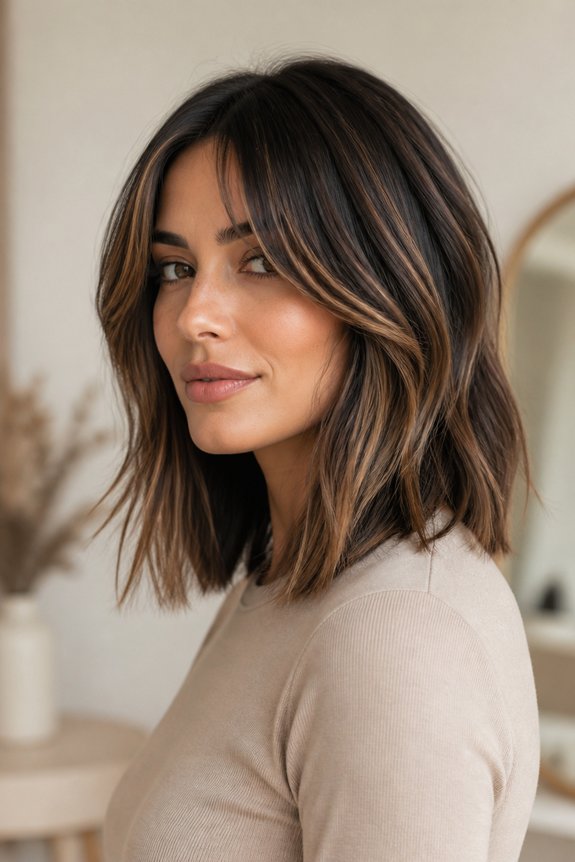 balayage bob with bangs