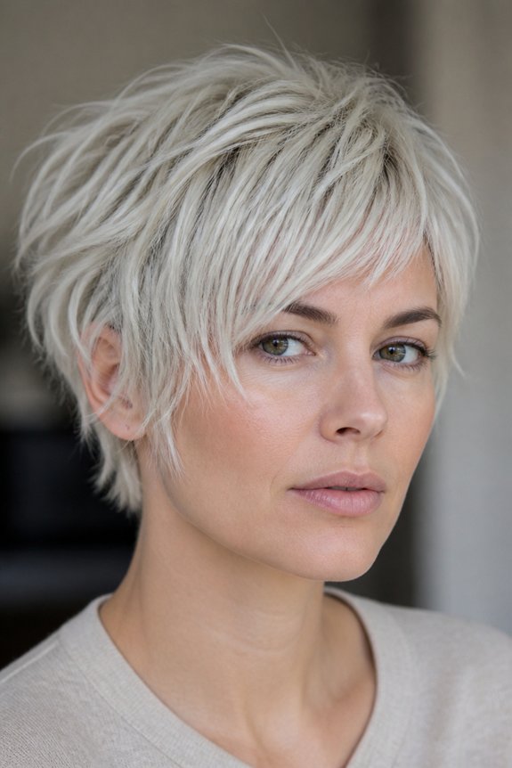 bleached shaggy pixie styling