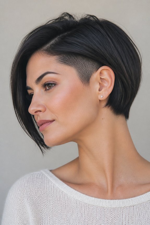 bold bob with shaved sides