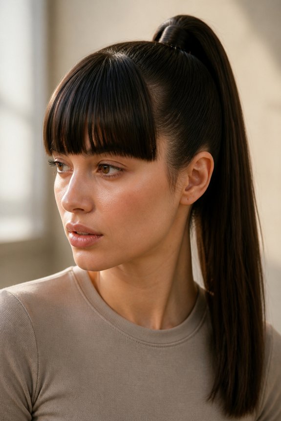 bold high ponytail bangs