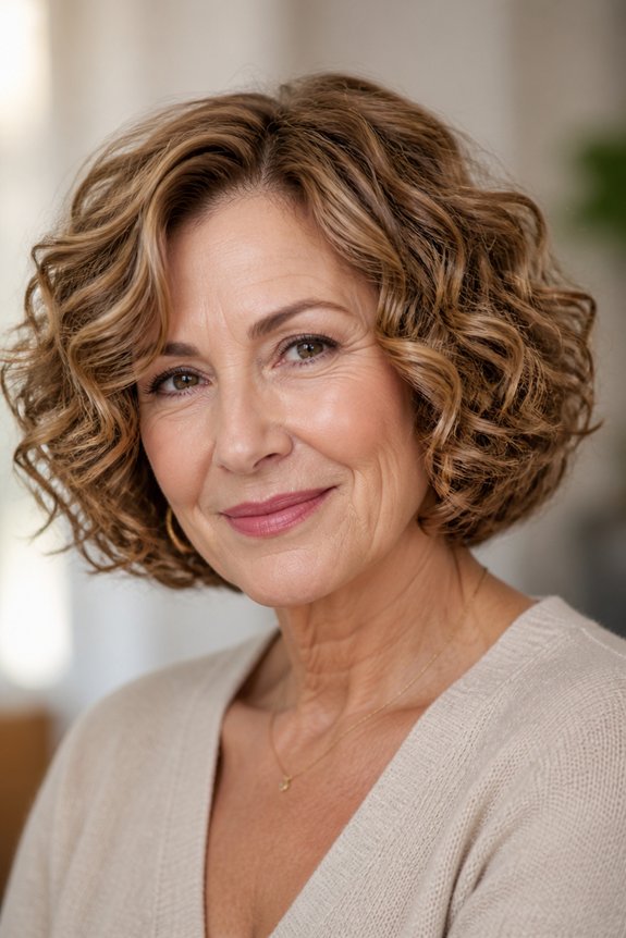 bouncy chin length bob curls