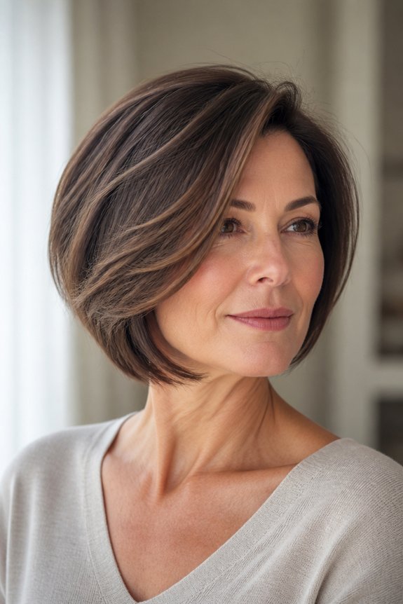 chic side swept bob style