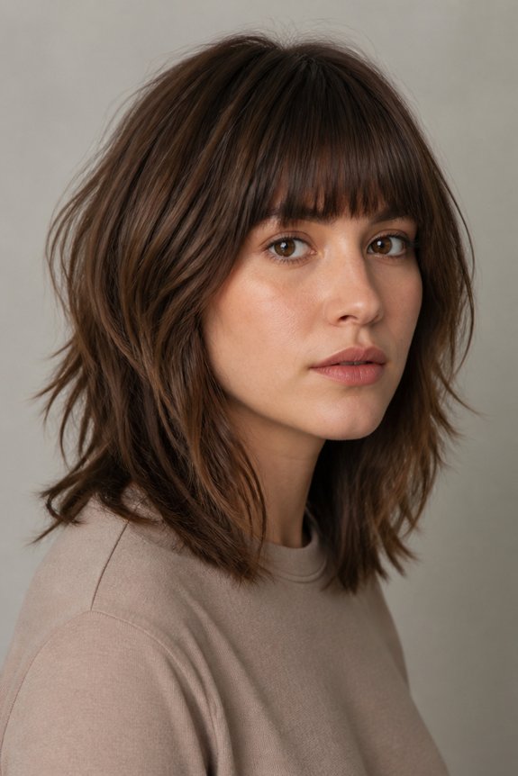 choppy layered blunt bangs