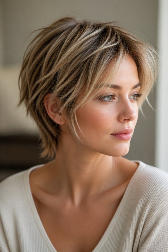 choppy textured layered hairstyle
