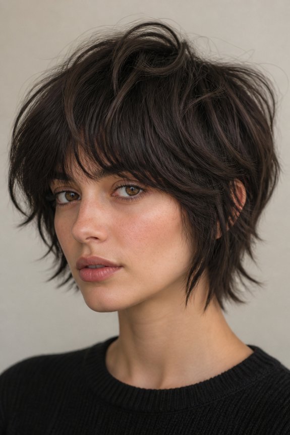 choppy textured shag hairstyle