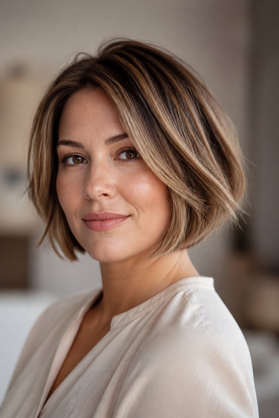 color enhancing french bob highlights