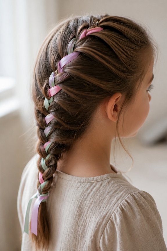 colorful ribbons french braid