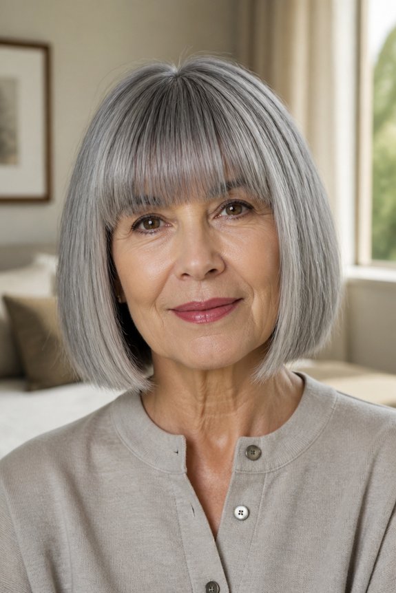 confident blunt bangs style
