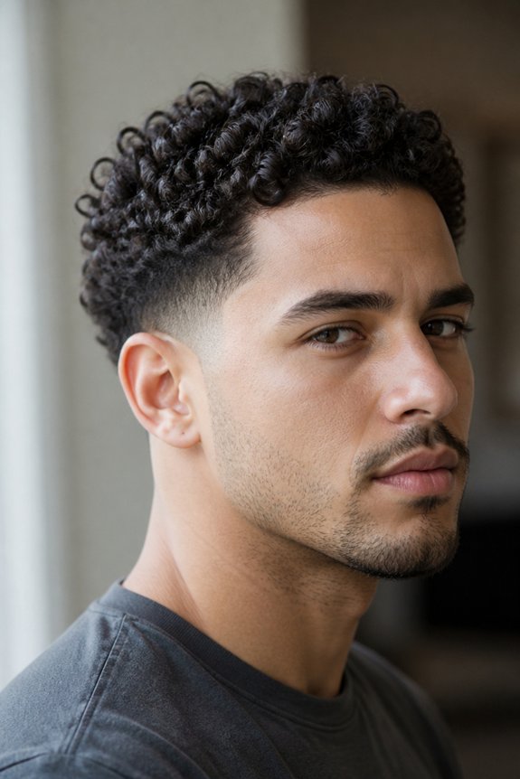 defined curls with fade