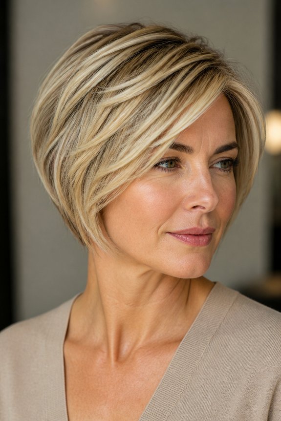 dimensional blonde pixie bob