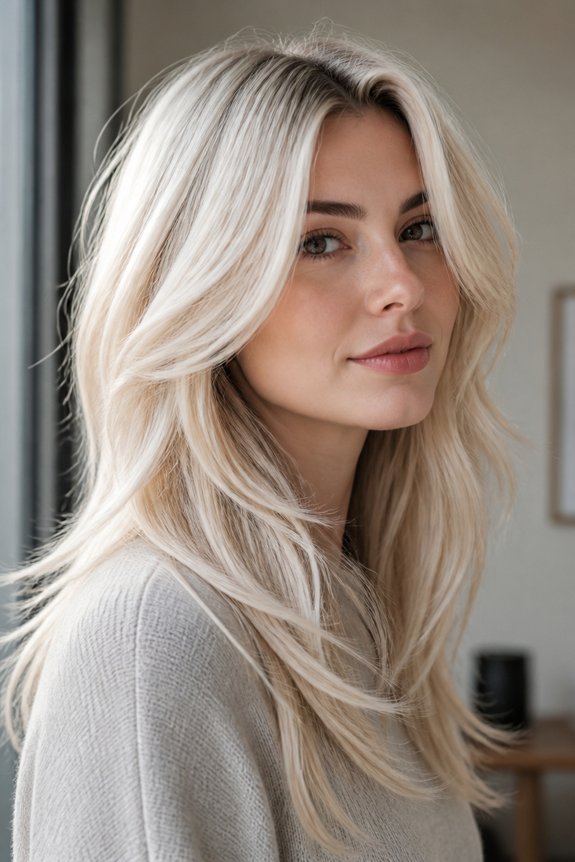 effortless layered platinum blonde