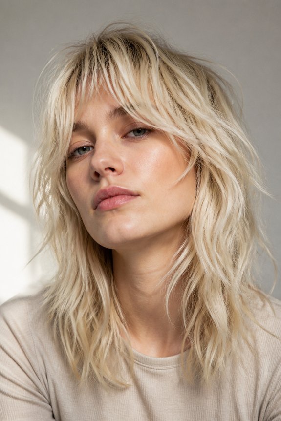 effortless shaggy platinum hairstyle