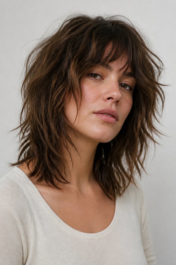 effortless tousled shag hairstyle