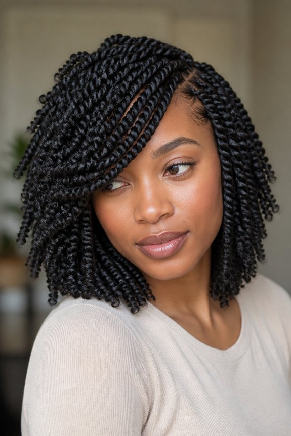 effortlessly elegant twisted bangs