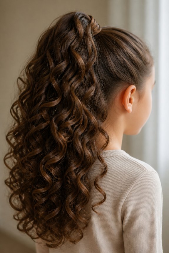elegant high ponytail curls