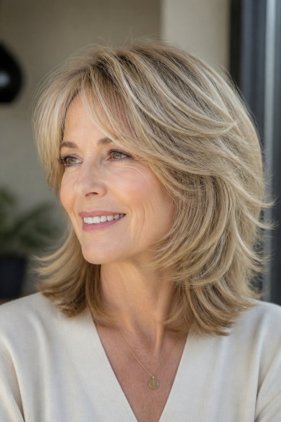 feathered layers enhance youthfulness