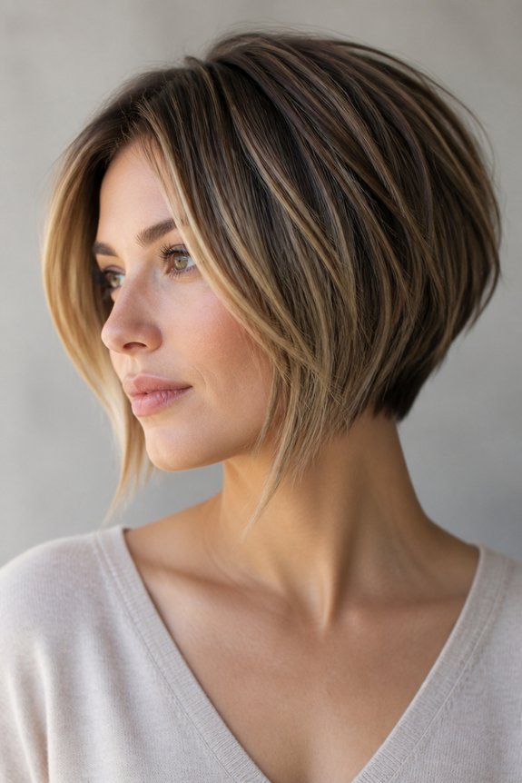 geometric layered bob hairstyle
