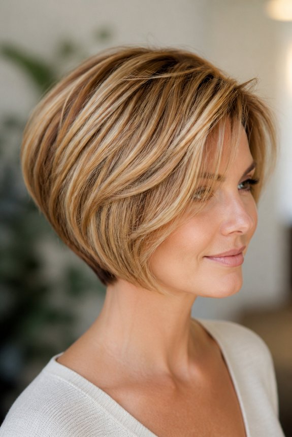 honey toned stacked bob highlights