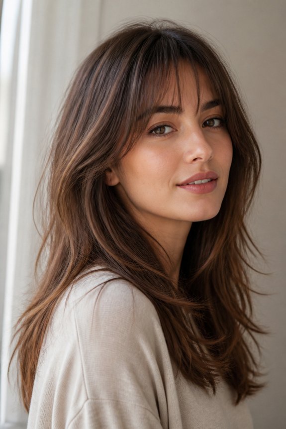 lightweight layered textured bangs