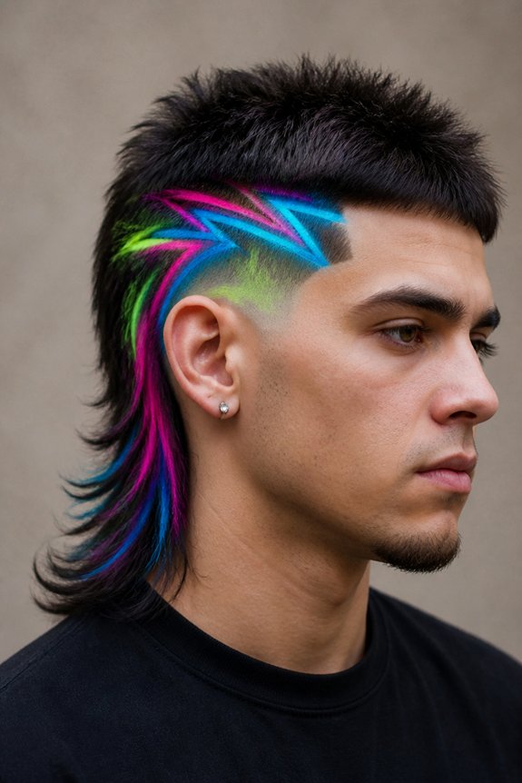 neon geometric mullet designs