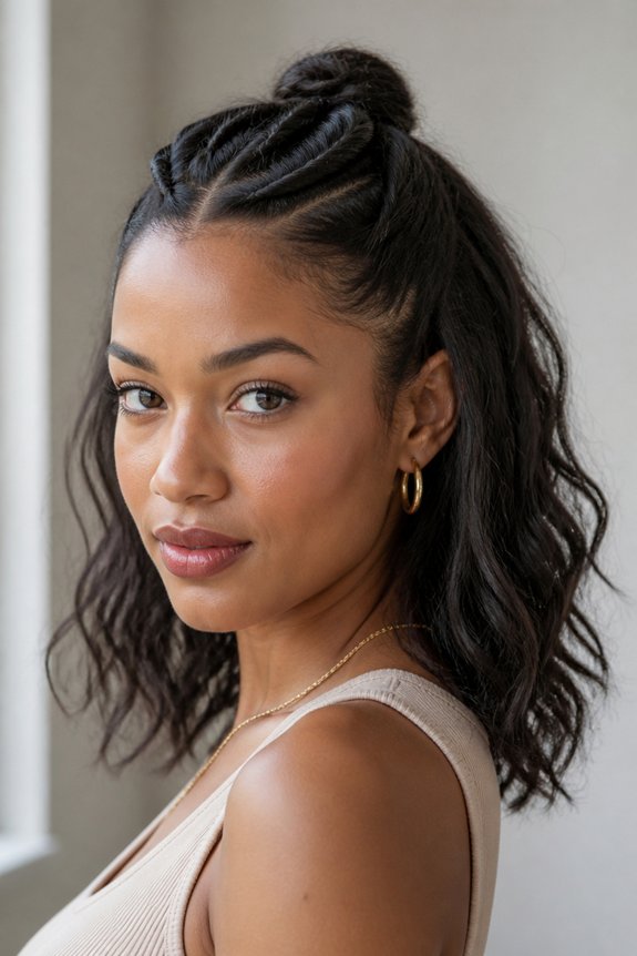 polished half up hairstyle_twists