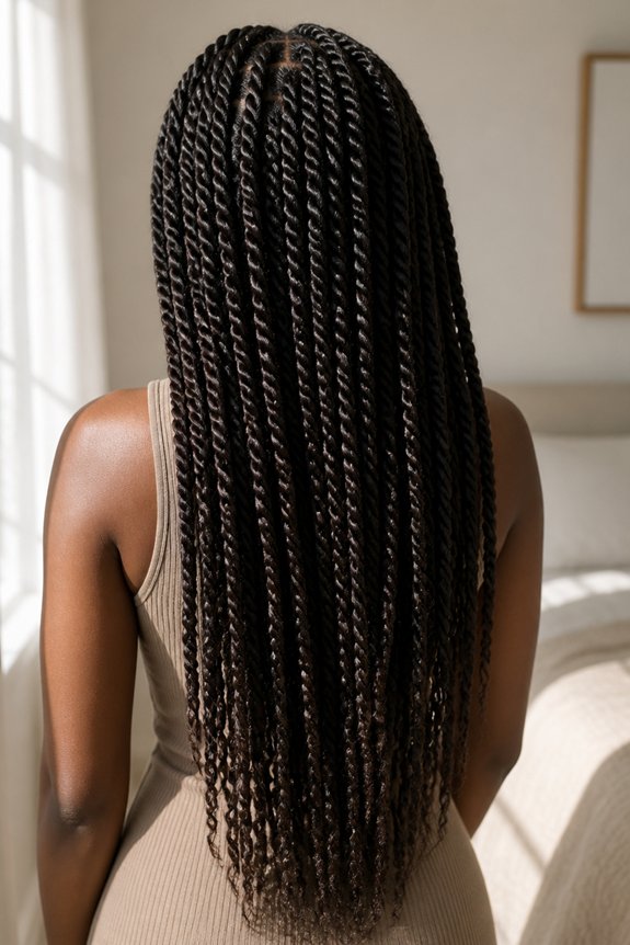 polished long twists hairstyle