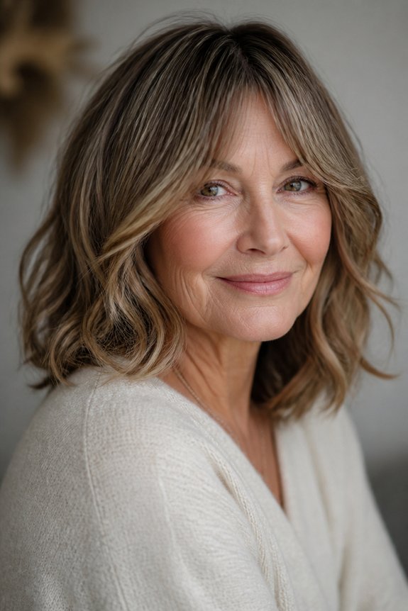 polished shoulder length curtain bangs