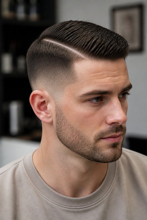 polished side part crew cut