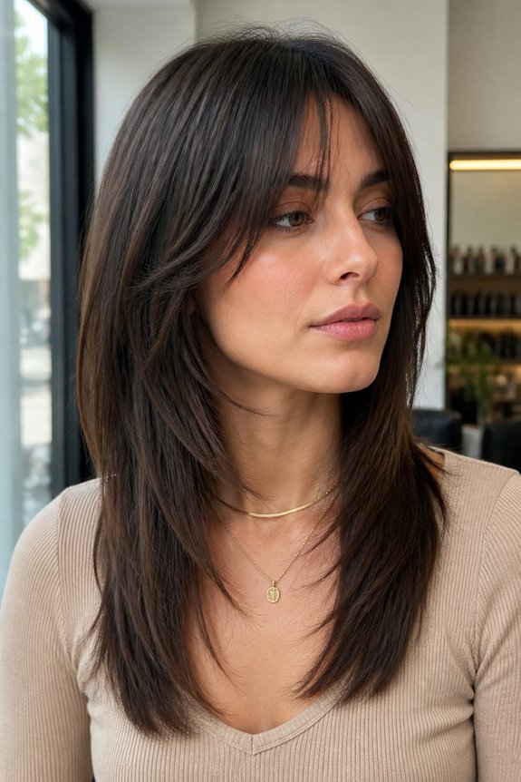 polished straight shag hairstyle