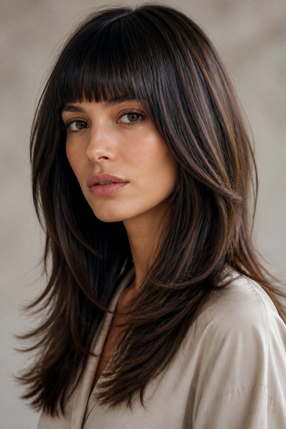 razor sharp layered bangs style