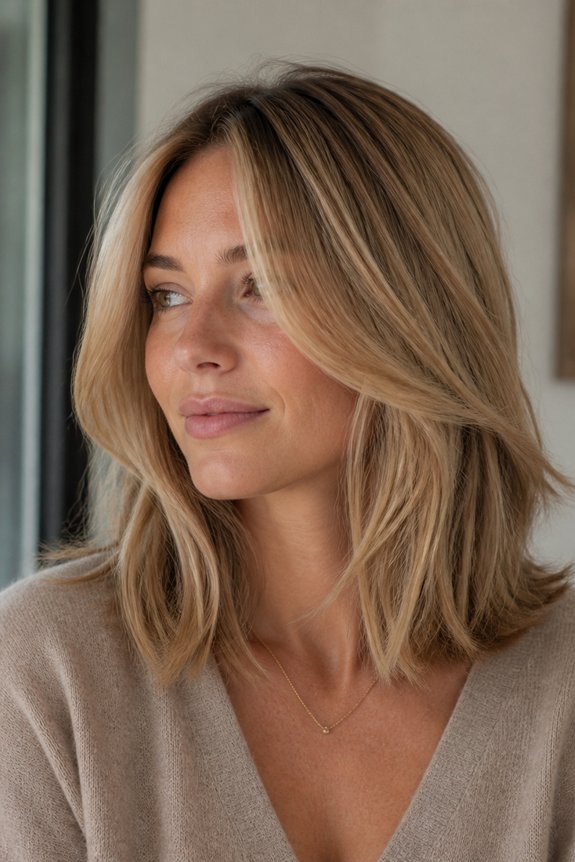 refined honey blonde long bob