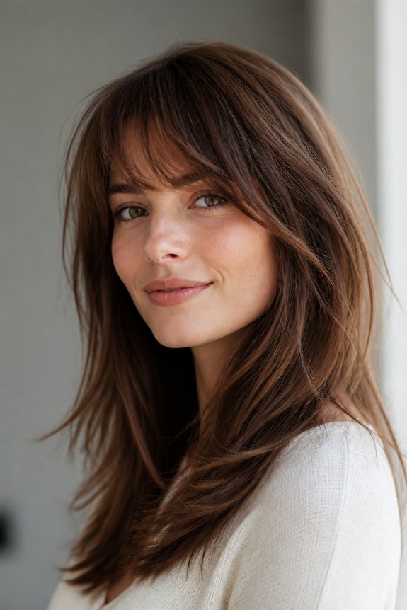 romantic wispy layered bangs