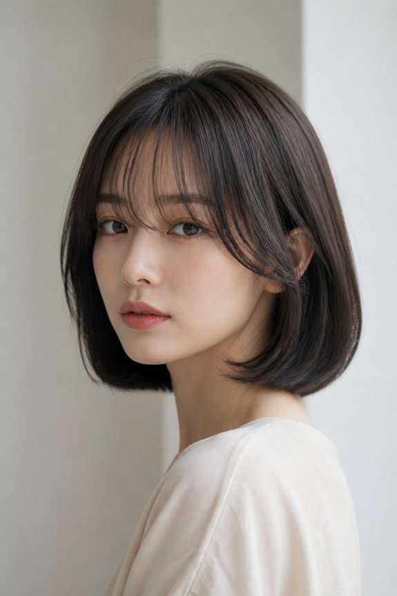 rounded bob with bangs