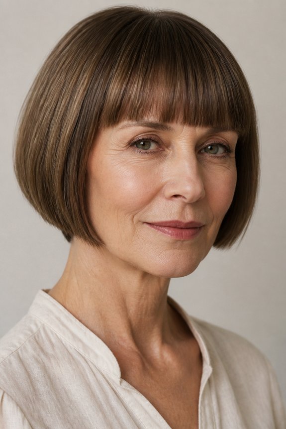 sharp defined blunt bangs