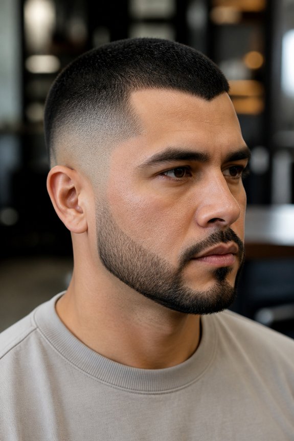 sharp tapered buzz hairstyle