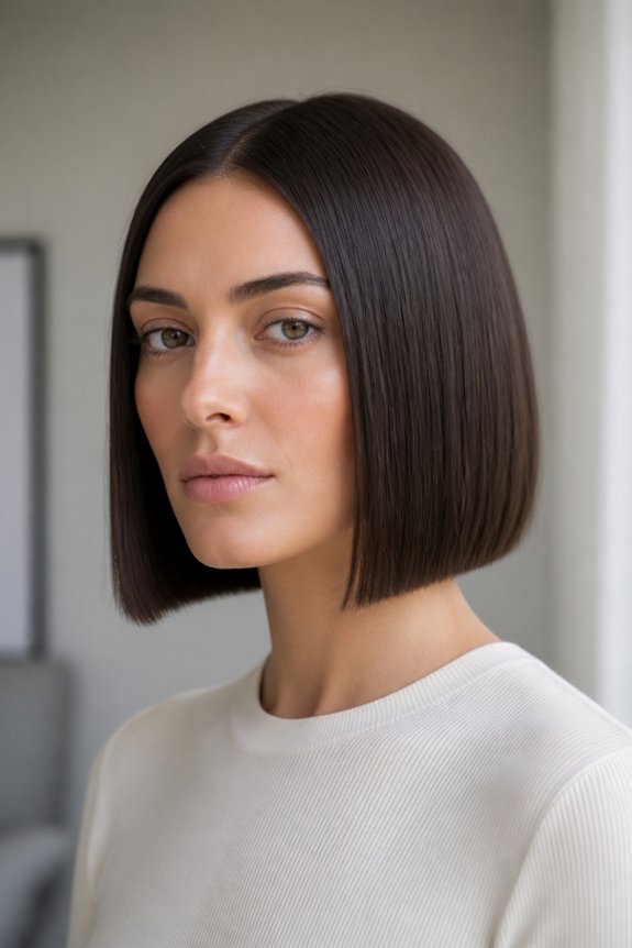 sleek blunt bob hairstyle