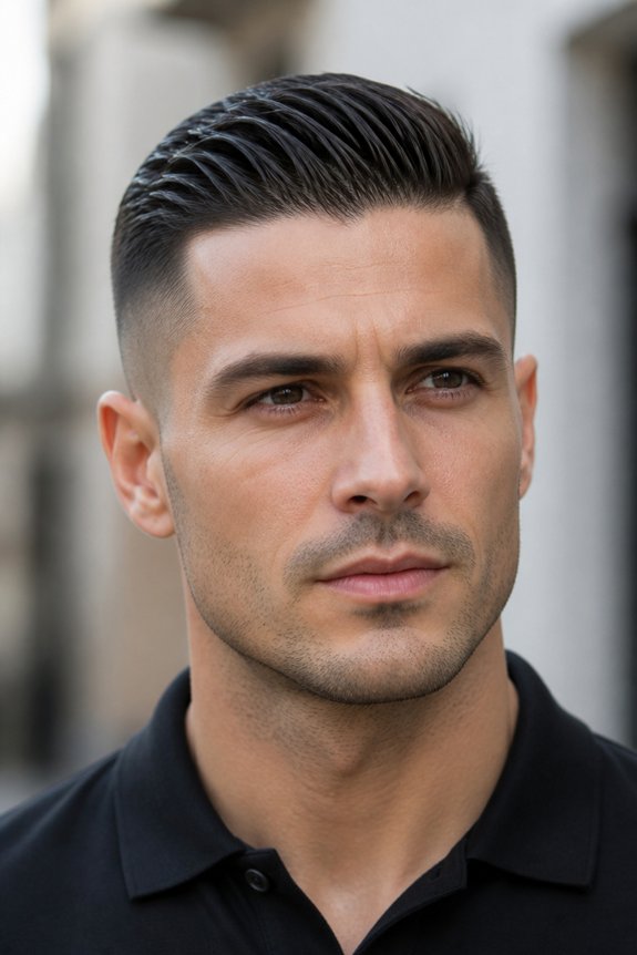 slicked back crew cut styling