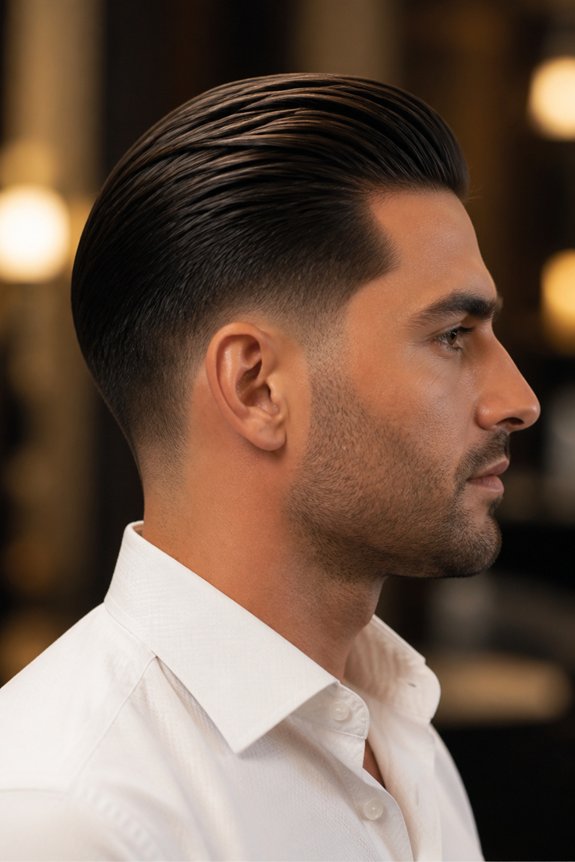 slicked back formal hairstyle maintenance