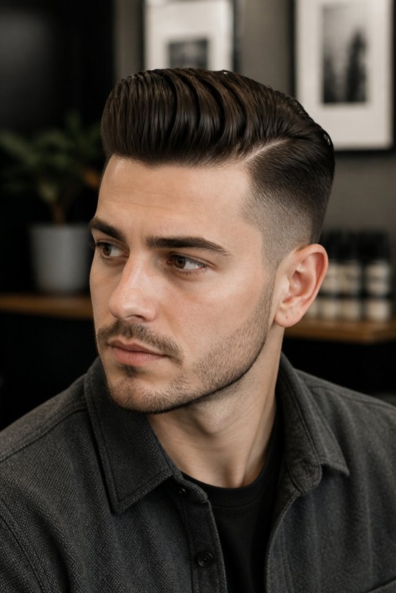 slicked back hairstyle for volume