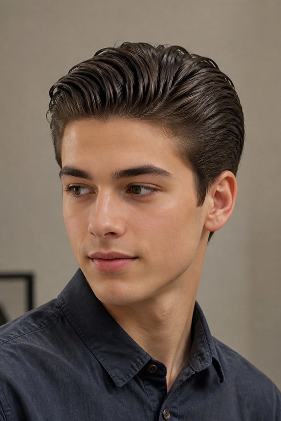 slicked back polished hairstyle