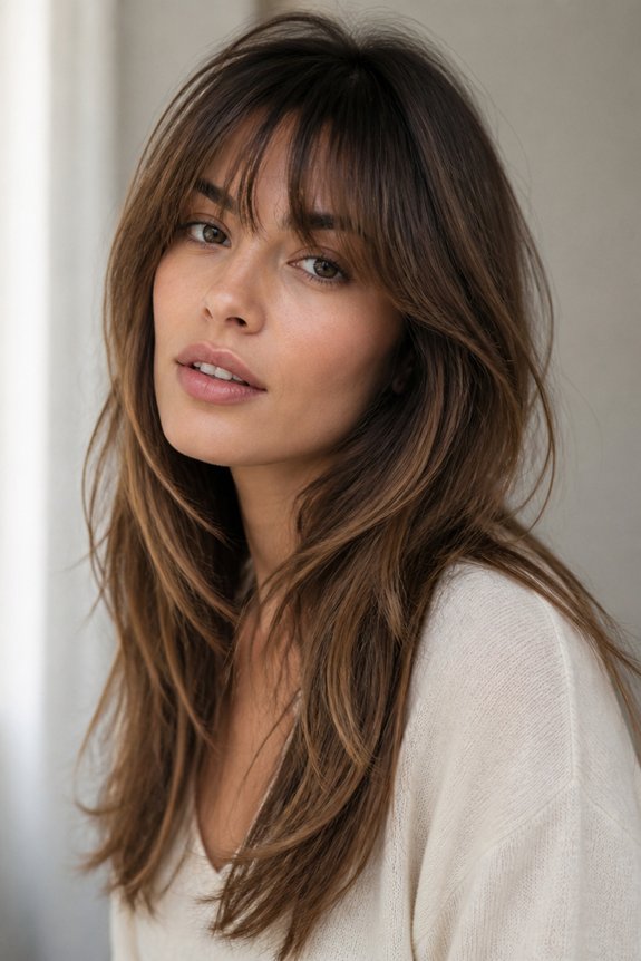 soft textured bangs layers