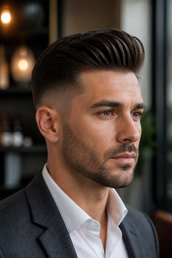 sophisticated mid fade pompadour