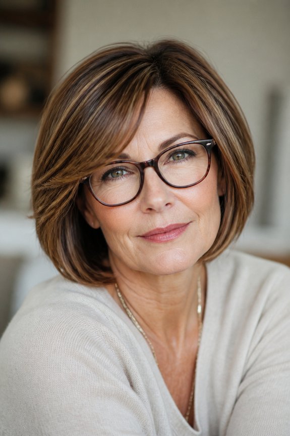stylish bob hairstyle for glasses