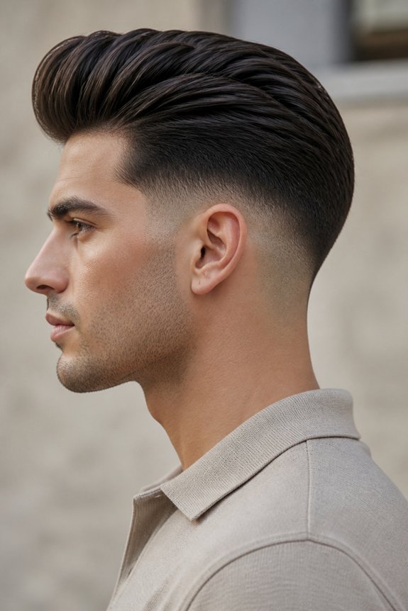 stylish low maintenance pompadour fade