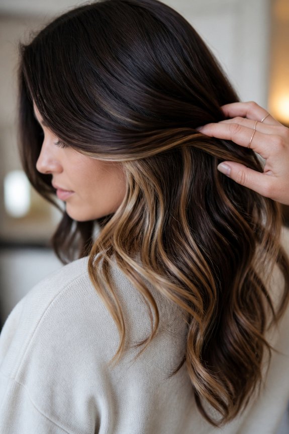 subtle blonde peek a boo highlights