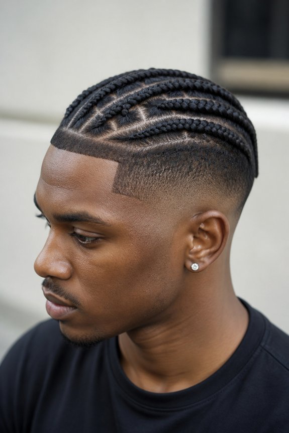 taper fade with textured braids