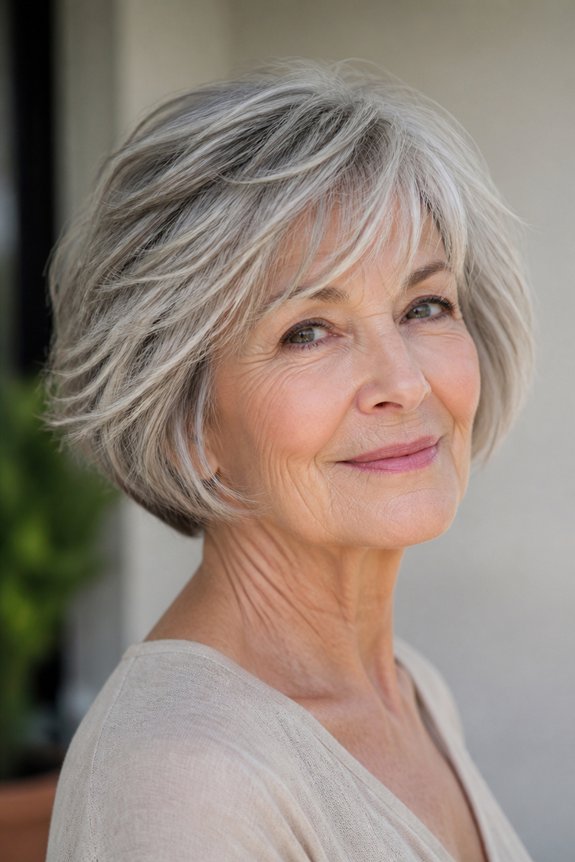 textured bob with bangs