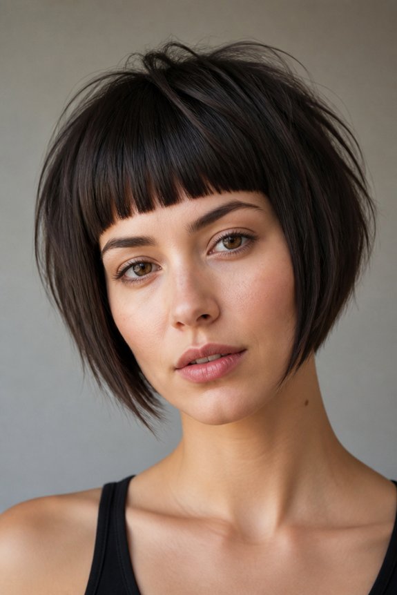 textured bob with bangs